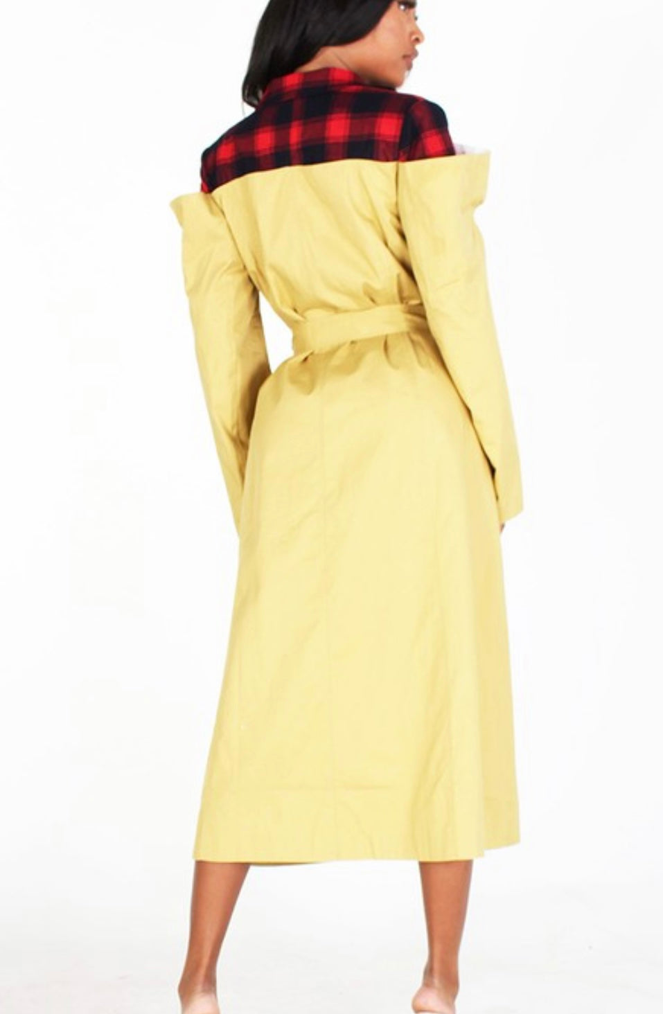 Tan and Plaid Trench Coat