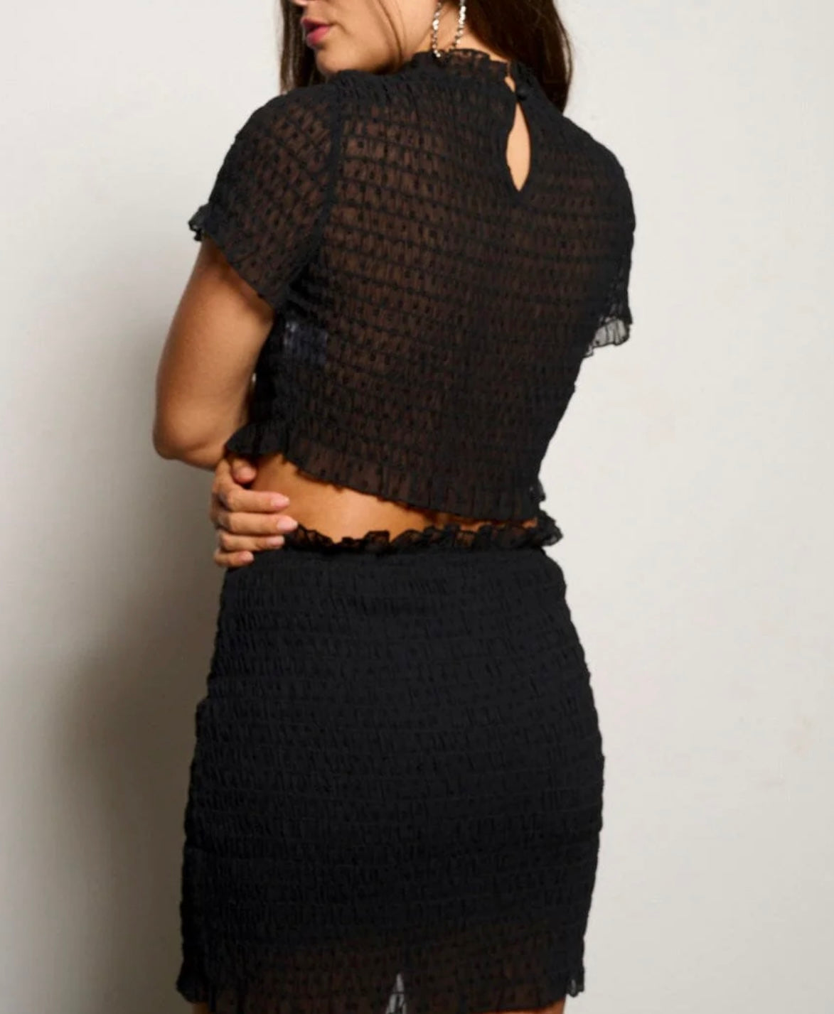 Black mesh skirt set