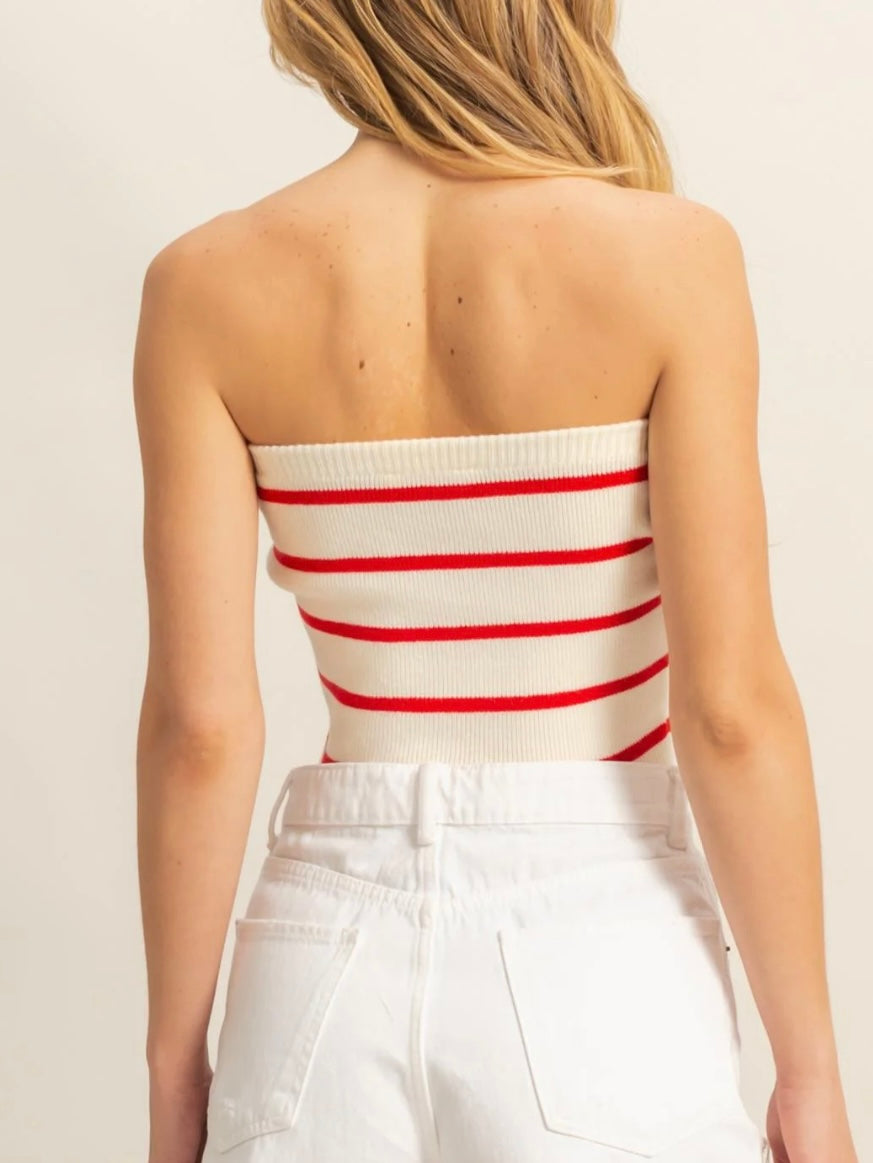 Red and white tube top