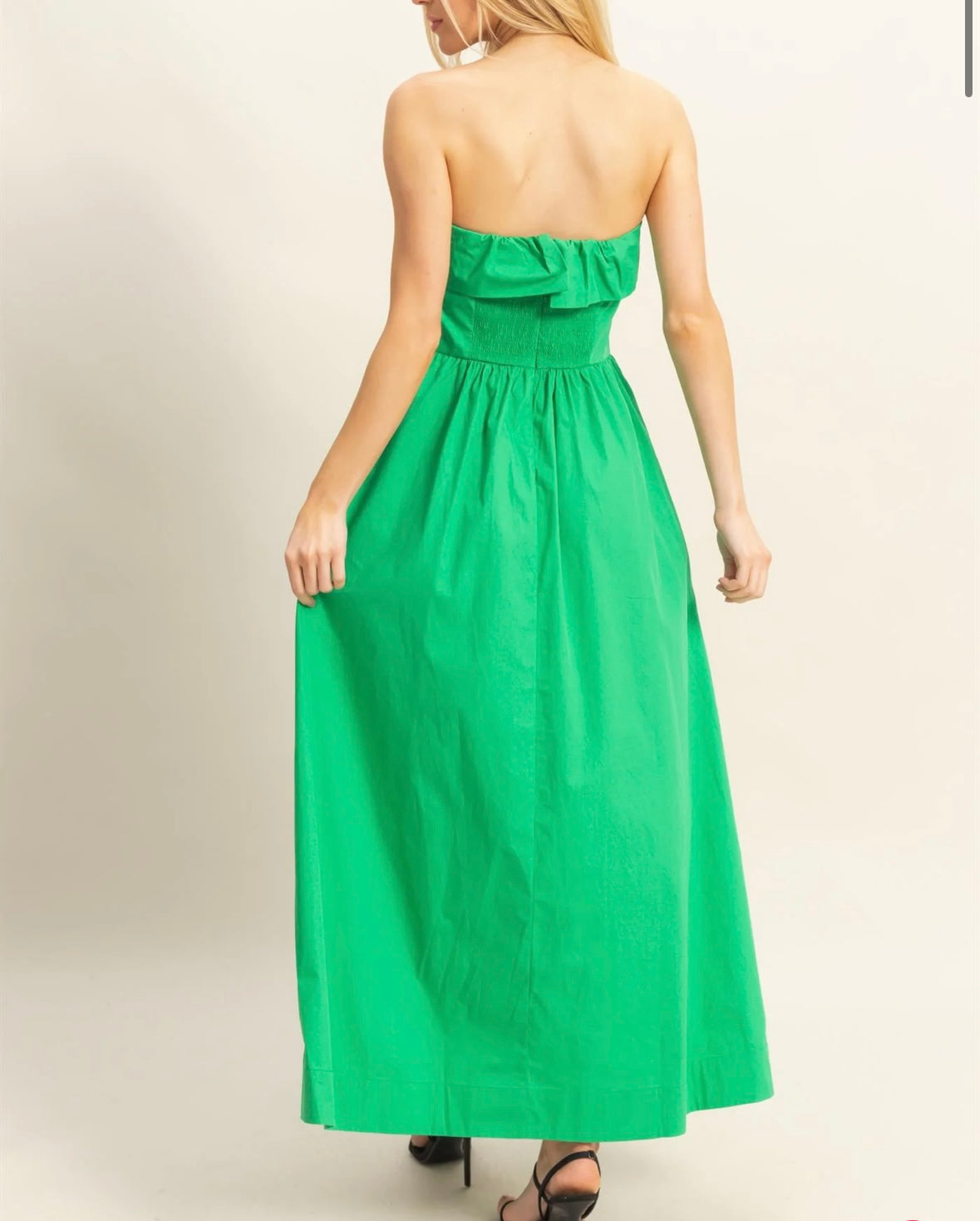 Green strapless sundress