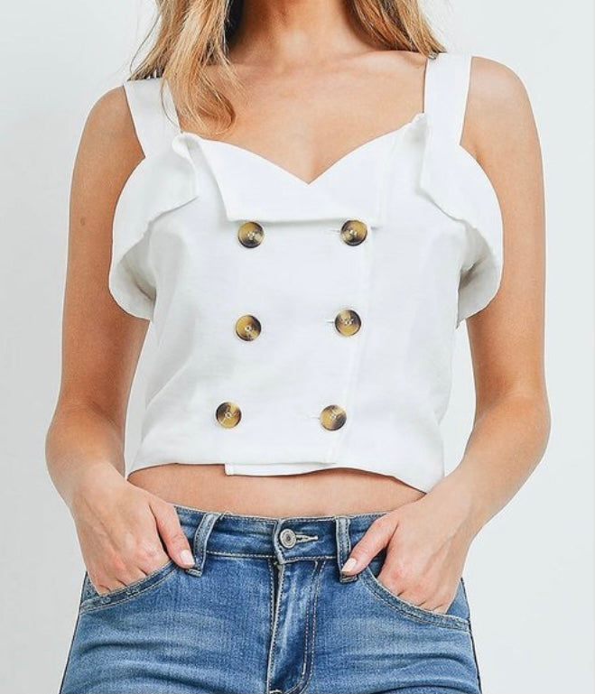 White Linen Like Tank