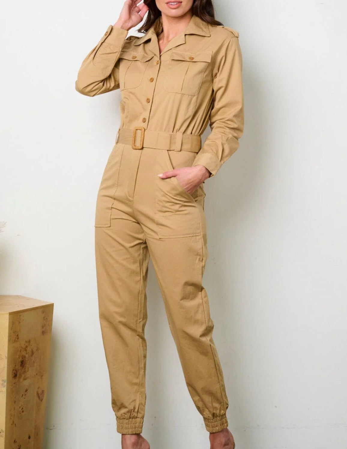 Khaki Utility Jumpsuit