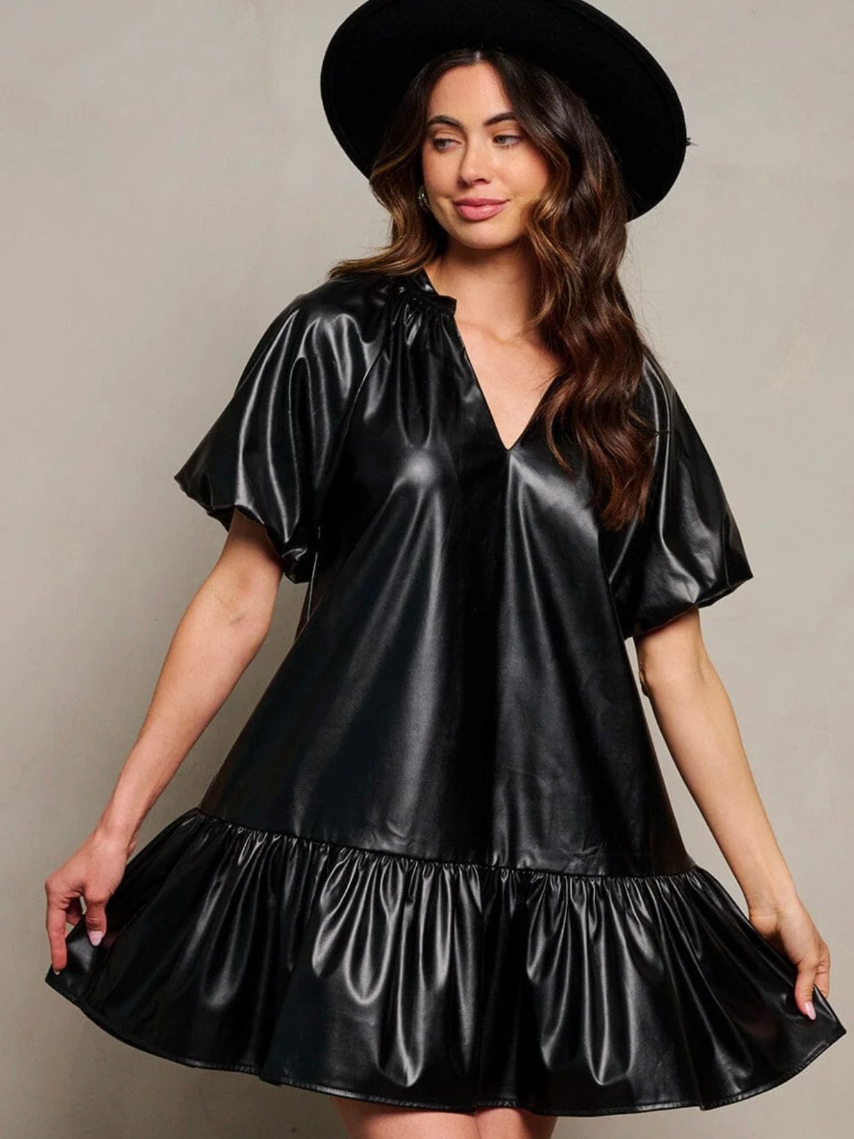 Black faux leather Dress