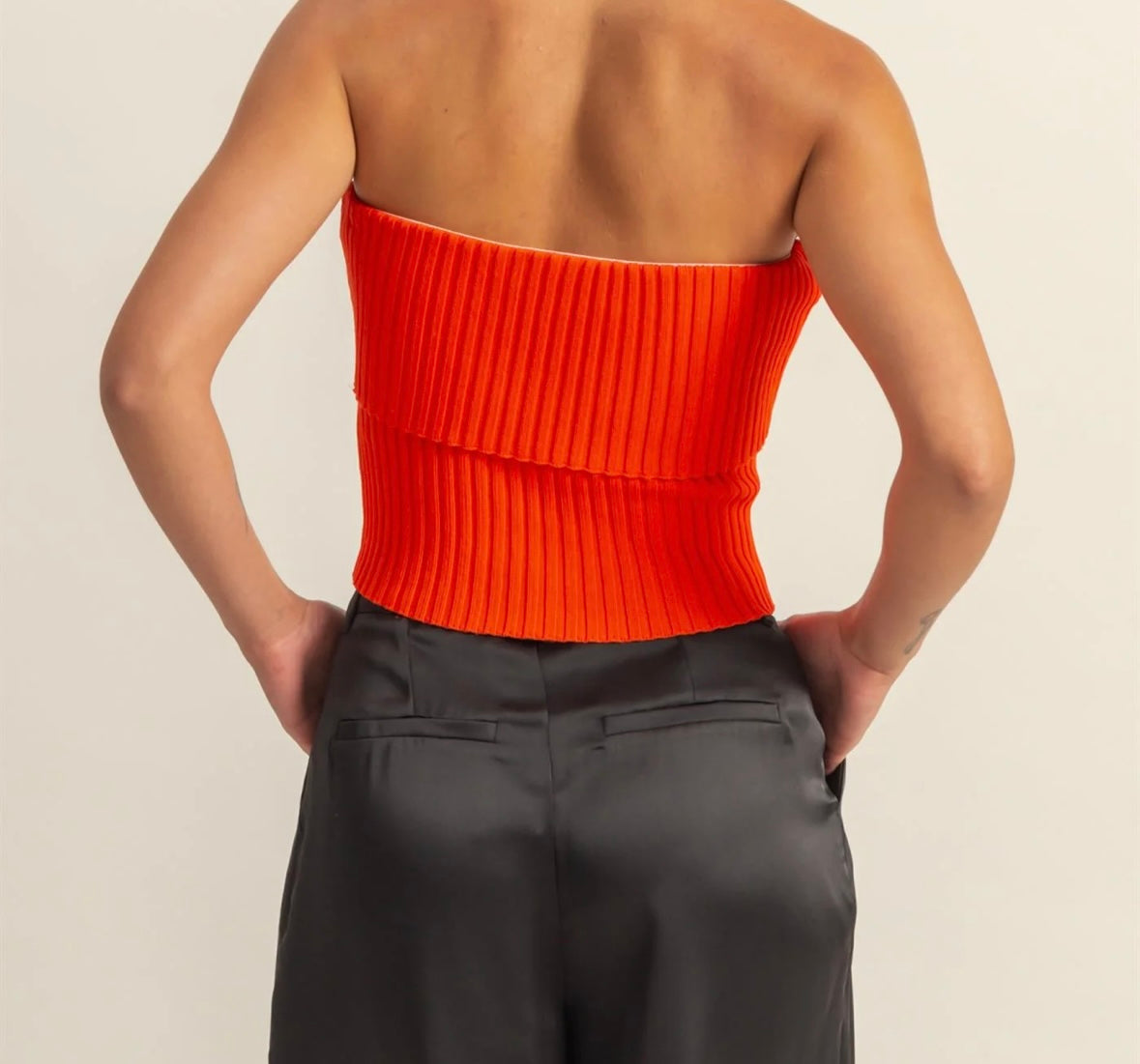 Red Ribbed Tube Top