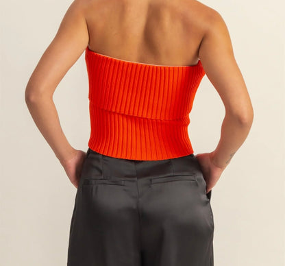 Red Ribbed Tube Top