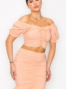 Peach 2pc Skirt Set